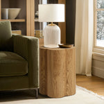 Wood grain round end/side table - LuxenHome