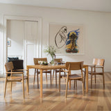 Oak veneer wood rectangle dining table with rubberwood legs - LuxenHome