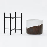 White and brown metal indoor planters with stand, set of 2 - LuxenHome