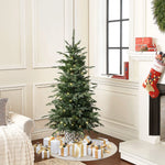4.5Ft Pre-Lit Green Slender Fir Potted Artificial Christmas Tree - LuxenHome