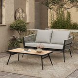 Ventura outdoor aluminum with PE rope loveseat & coffee table set - LuxenHome