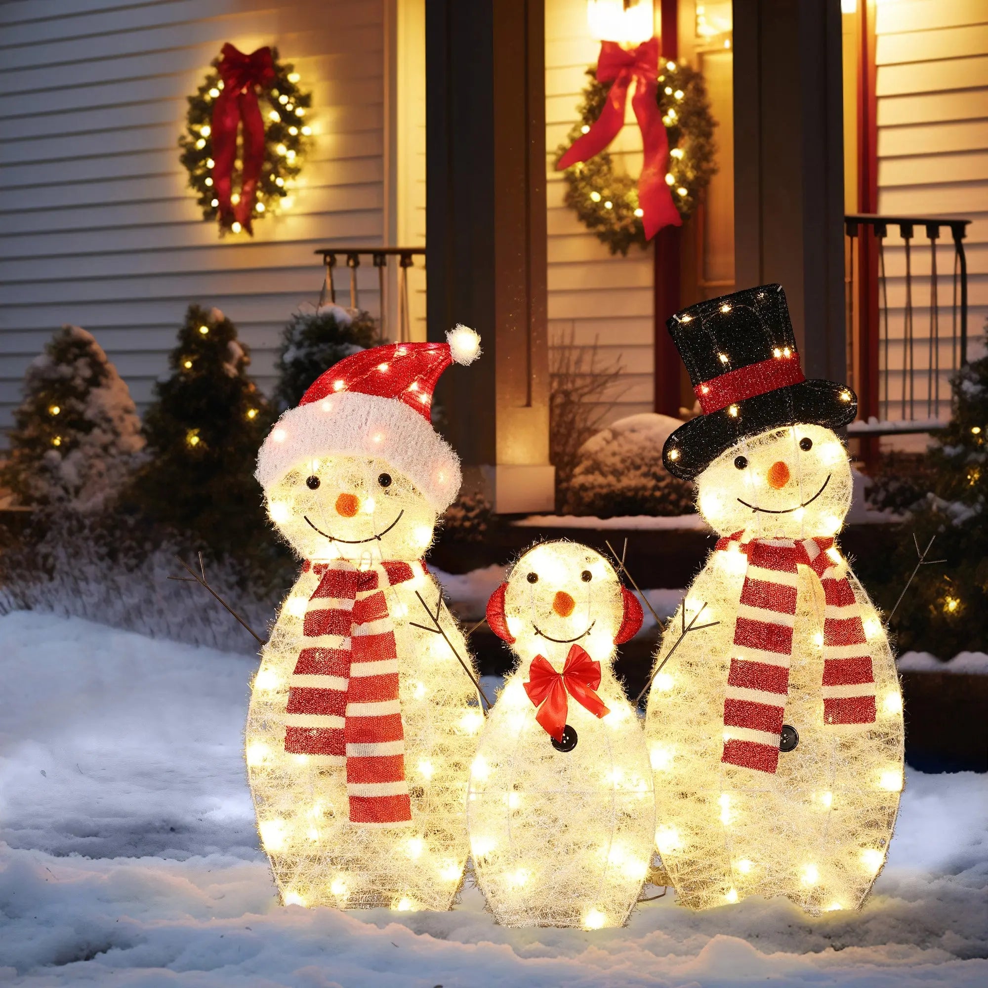 Outdoor-Lighted-Snowman-Family-Christmas-decorations