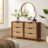 Modern Wood Storage Horizontal Dresser with 6-Drawer,Walnut