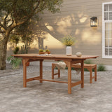 Lucia solid wood extendable ractangle outdoor dining table, 6-8 person - LuxenHome
