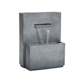 Modern gray resin outdoor waterfall fountain - LuxenHome