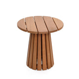 Sereno solid wood pedestal outdoor side table - LuxenHome