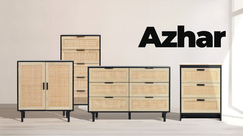 LuxenHome Azhar Rattan storage furniture collection