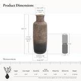 Brown Ombre Terracotta Vase – 18.7″ Narrow Rustic Decorative Accent
