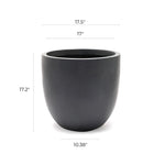 A contemporary planter, this black pot stands 17.2 inches tall with a 17.5-inch top width, a 17-inch opening, and a 10.38-inch base—perfect for adding modern style to your space.