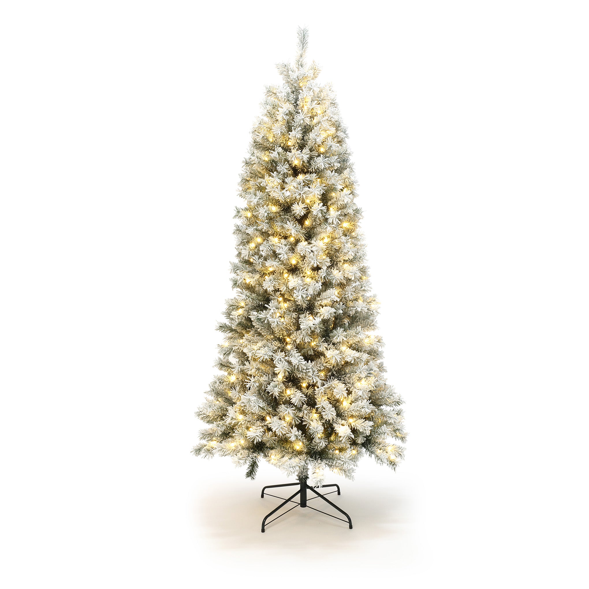 7ft Pre-Lit Snow-Flocked Artificial Christmas Tree - LuxenHome