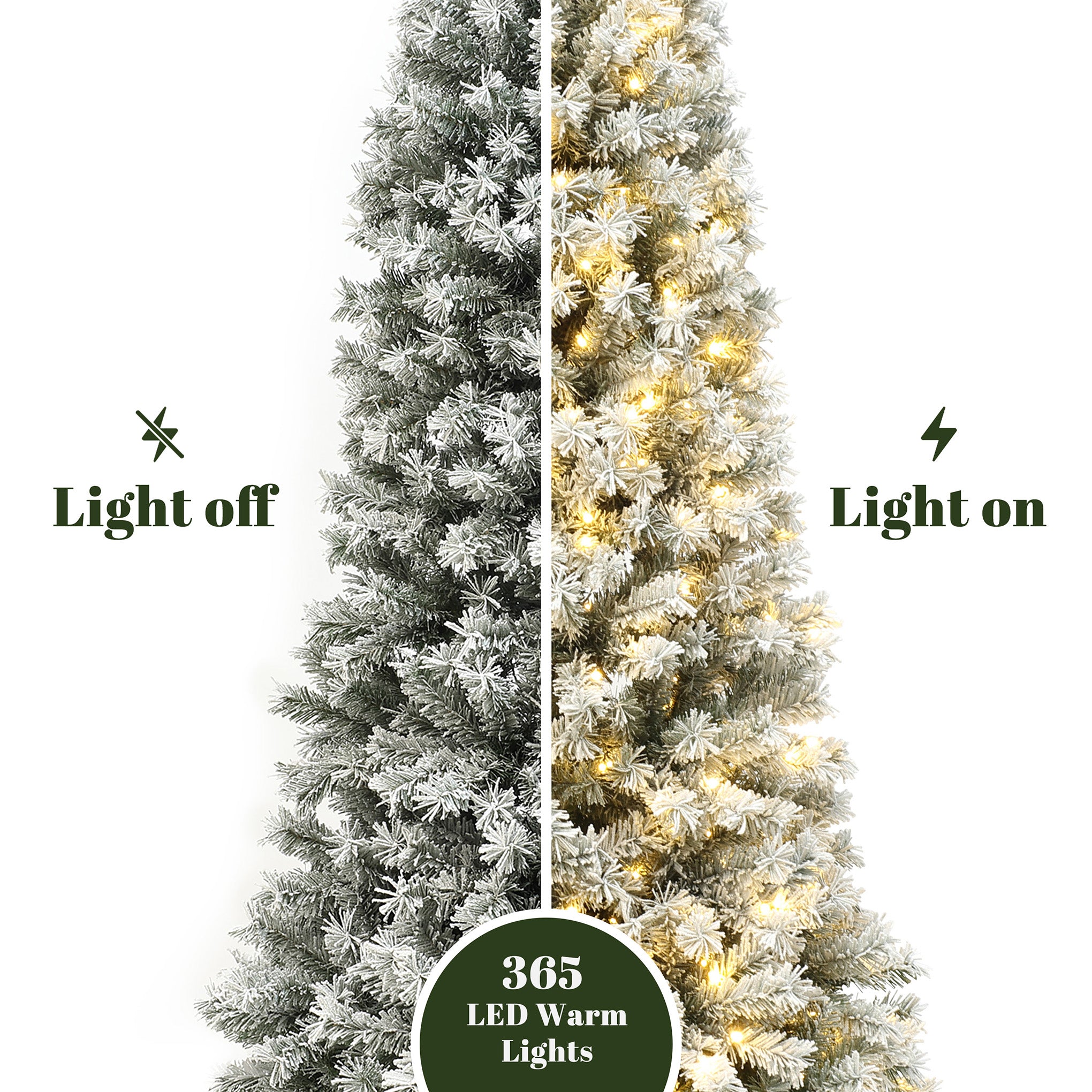 7ft Pre-Lit Snow-Flocked Artificial Christmas Tree - LuxenHome