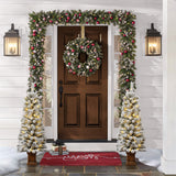 4Ft Pre-Lit LED Battery-Operated with Timer Artificial Flocked Fir Christmas Tree with Square Planter