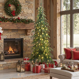 Pre-Lit Weeping Cedar Slim Christmas Tree,6.5Ft