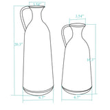 Measurements-for-set-of-two-distressed-off-white-rustic-brown-metal-pitcher-vase