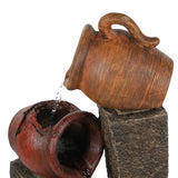 Rustic Resin Pots and Posts Outdoor Water Fountain - LuxenHome