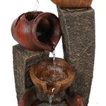 Rustic Resin Pots and Posts Outdoor Water Fountain - LuxenHome