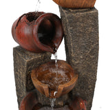 Rustic Resin Pots and Posts Outdoor Water Fountain - LuxenHome