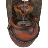 Rustic Resin Pots and Posts Outdoor Water Fountain - LuxenHome