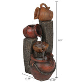 Rustic Resin Pots and Posts Outdoor Water Fountain - LuxenHome