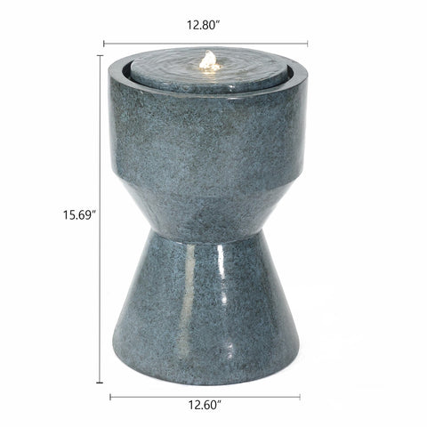 Gray Resin Bubbler Indoor/Outdoor Fountain with LED Light