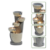 Gray-cascading-bowls-and-column-resin-outdoor-fountain-with-led-lights