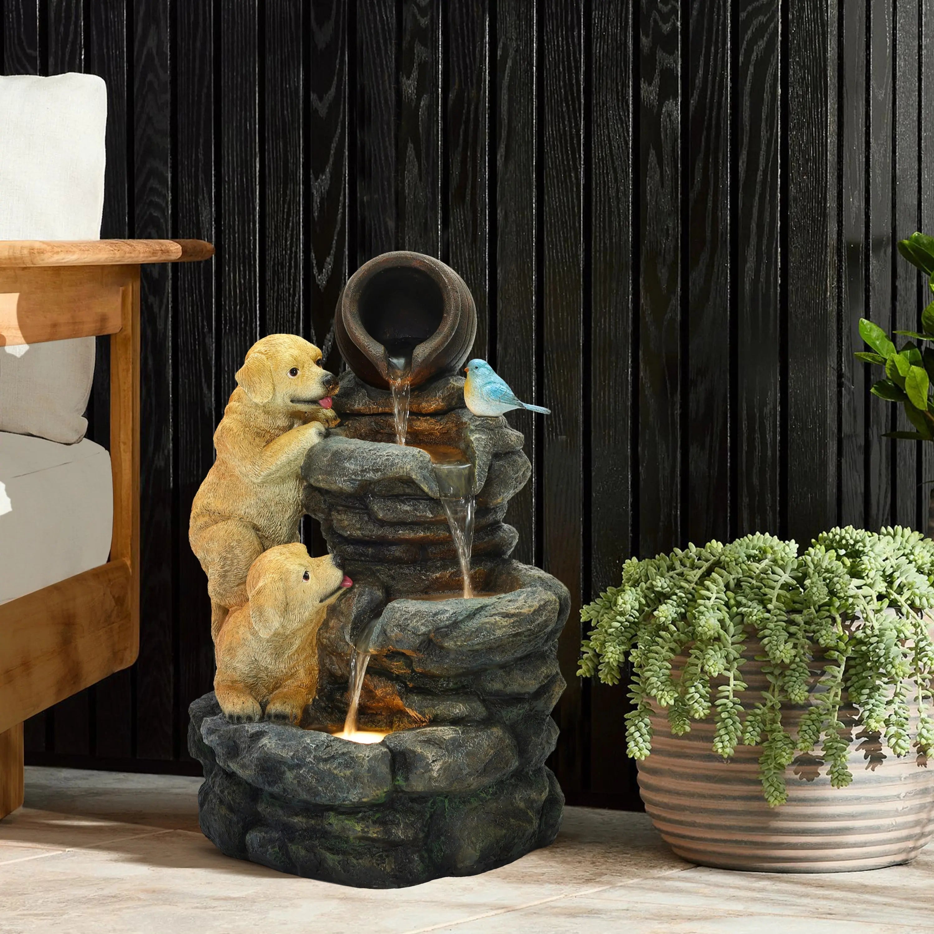 puppy-rock-tower-outdoor-fountain-with-flowing-water