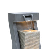 Sculptural Outdoor Water Fountain with Lights - LuxenHome