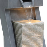 Sculptural Outdoor Water Fountain with Lights - LuxenHome