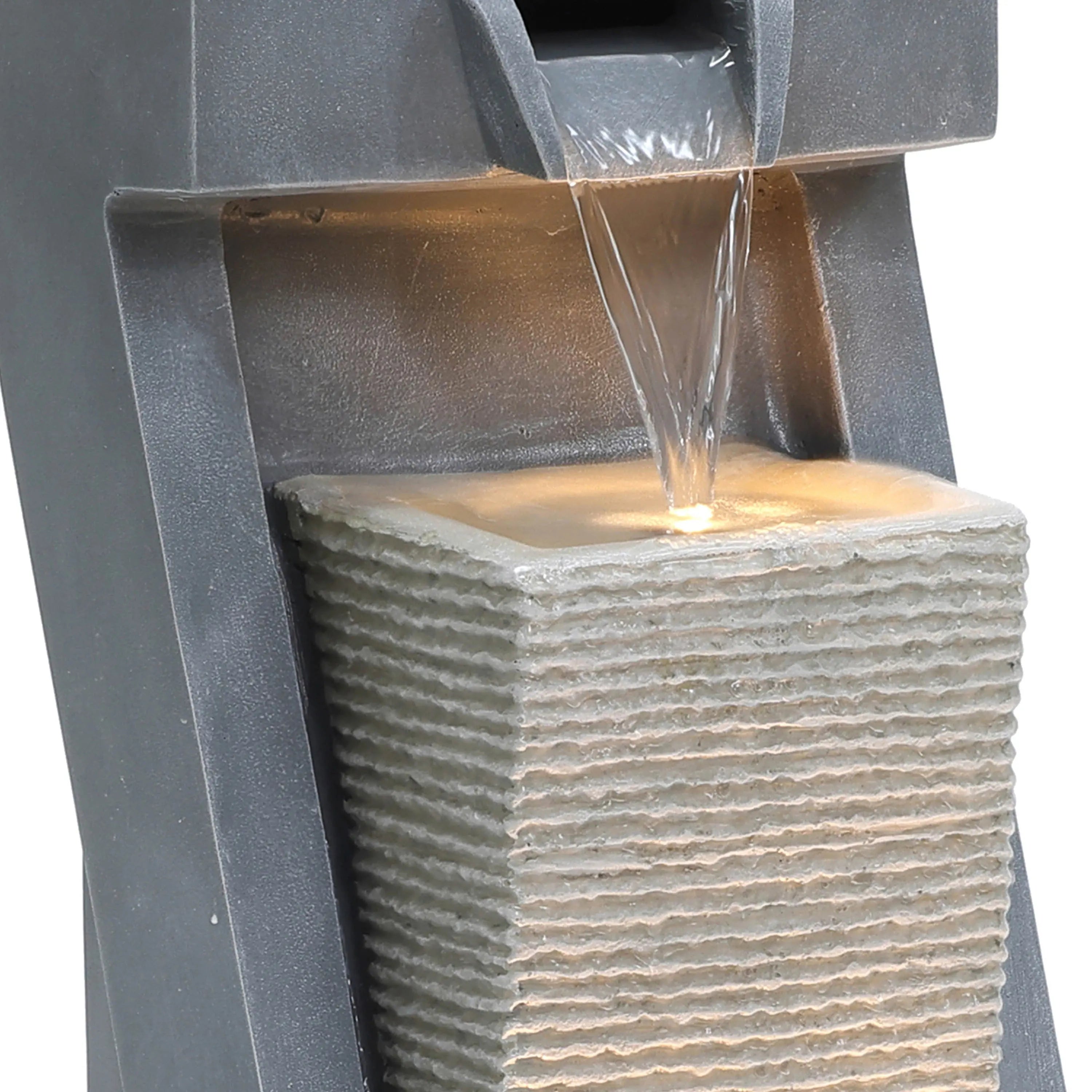 Sculptural Outdoor Water Fountain with Lights - LuxenHome