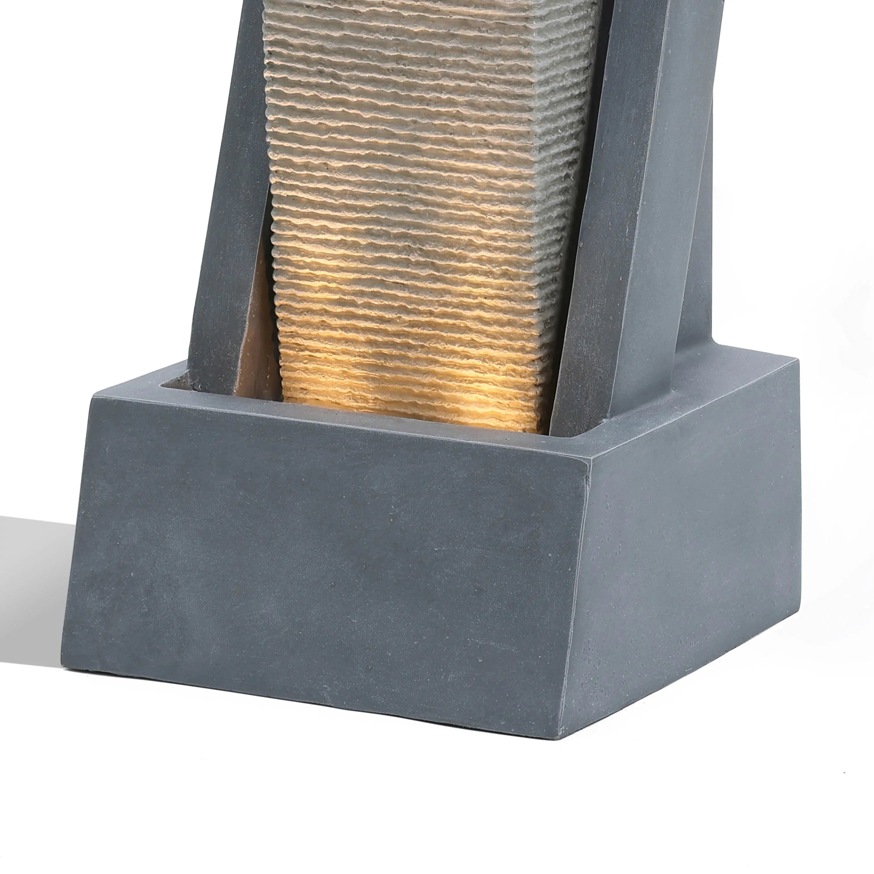 Sculptural Outdoor Water Fountain with Lights - LuxenHome