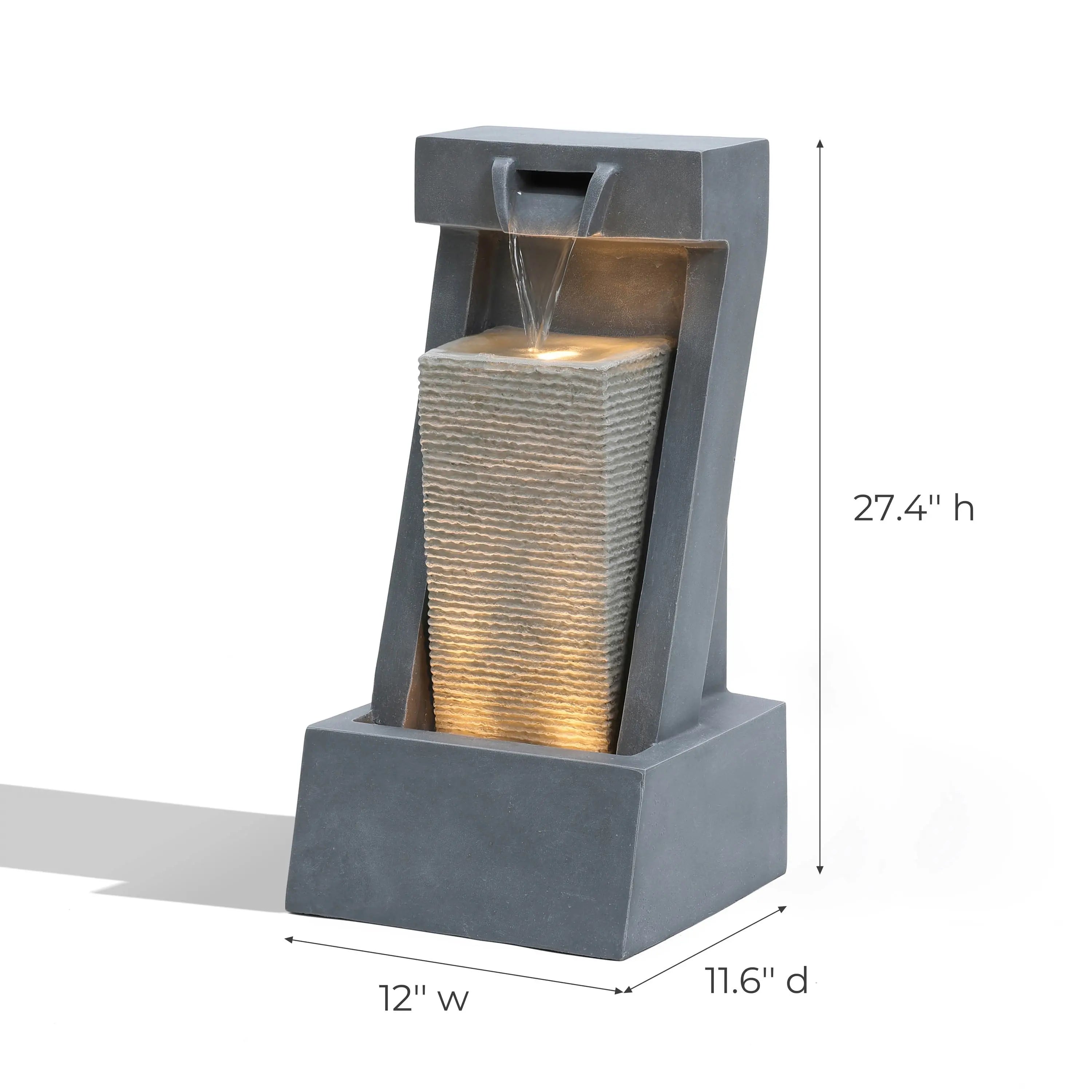 Sculptural Outdoor Water Fountain with Lights - LuxenHome
