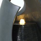 Curve Column Sculpture Outdoor Water Fountain with Lights - LuxenHome