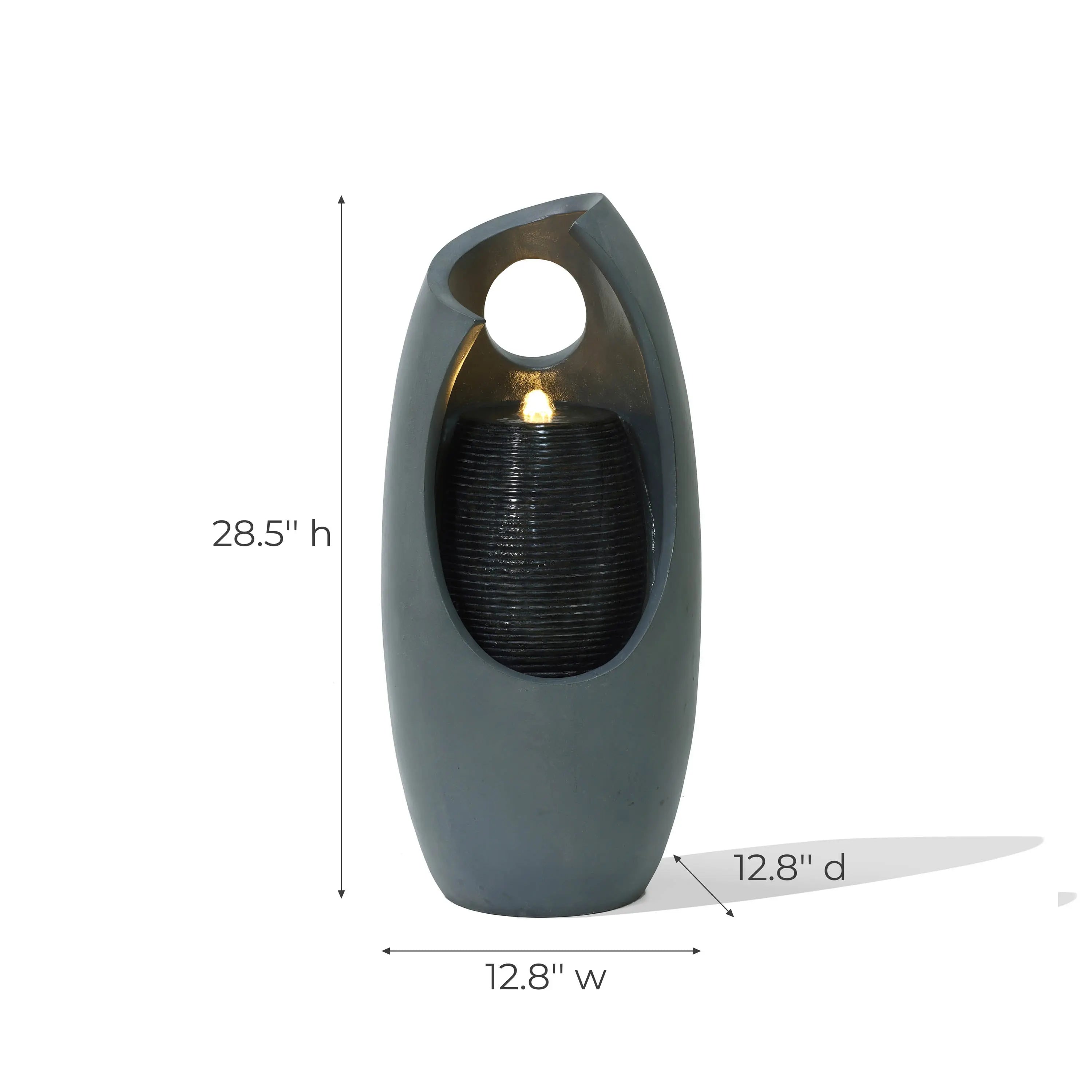 Curve Column Sculpture Outdoor Water Fountain with Lights - LuxenHome