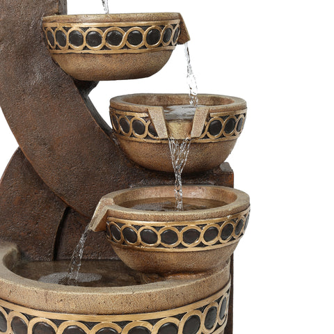 Brown Resin Cascading Pitchers Outdoor Fountain
