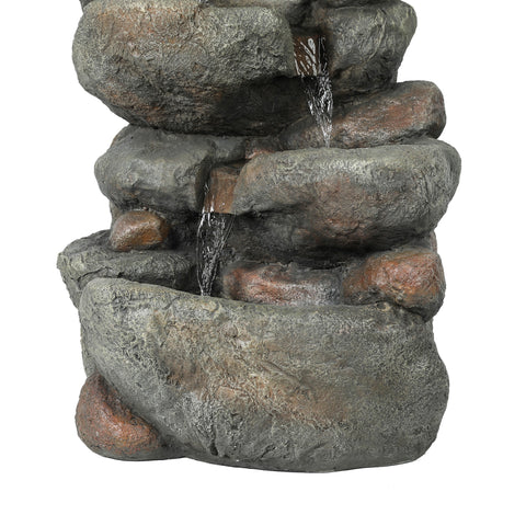 33.5" H Gray Resin Cascading Rock Outdoor Fountain