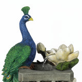 peacock-next-to-a-lotus-flower-fountain