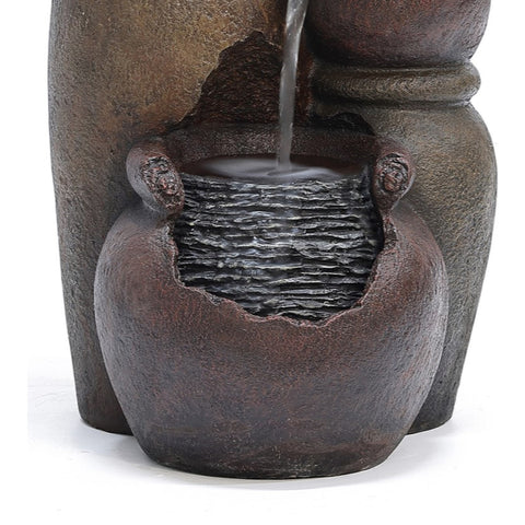 Rustic Brown Resin Pitcher and Urns Birdbath Bowl Outdoor Fountain