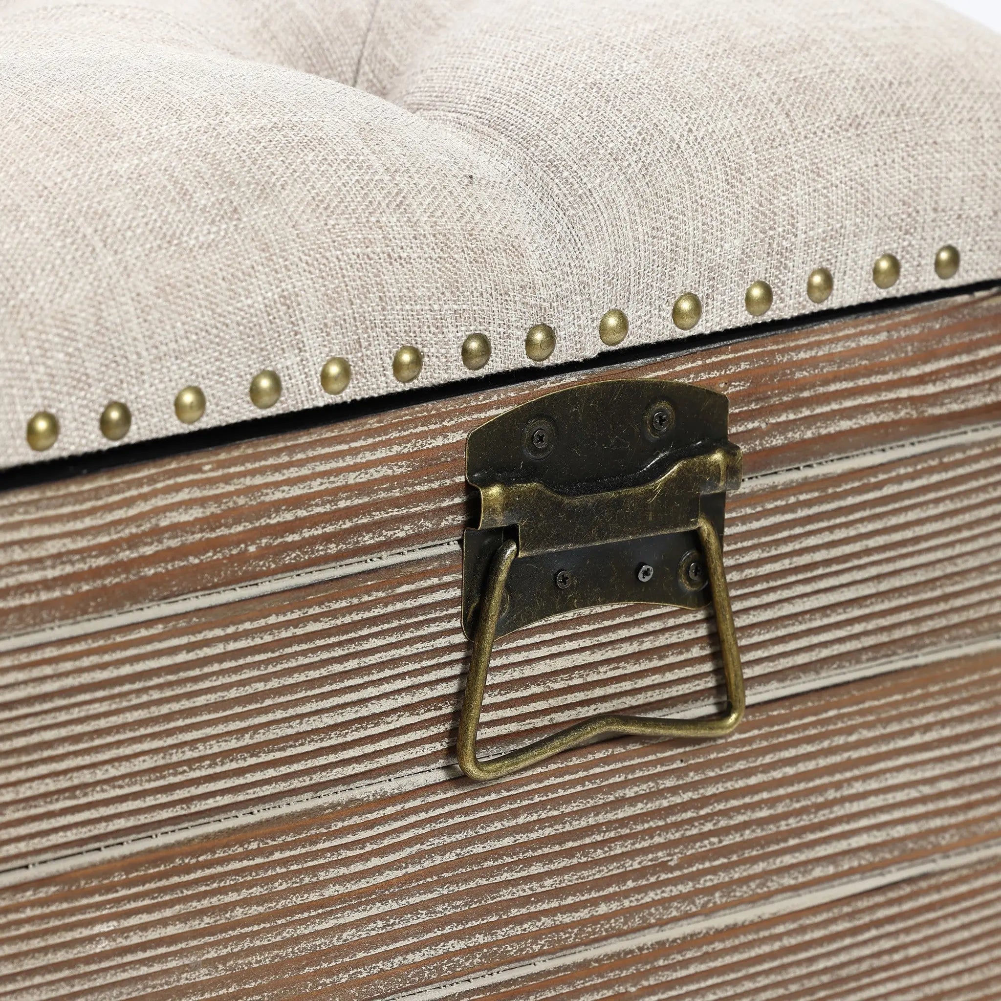 47.2-Inch Wide Upholstered Wood Storage Bench - LuxenHome