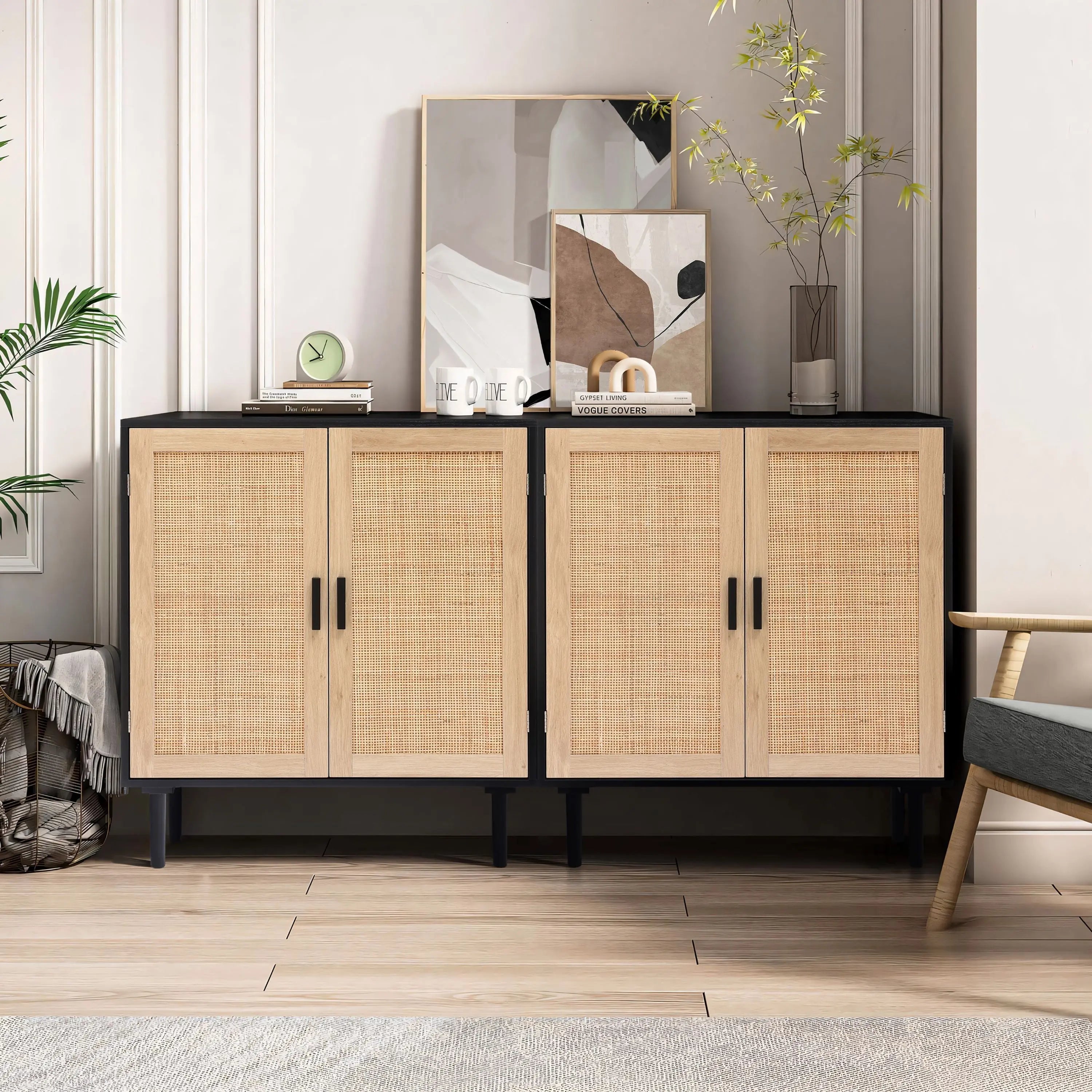 Attractive-Azhar-Black-Two-Door-Rattan-Storage-Cabinet-works-perfectly-with-modern-decor