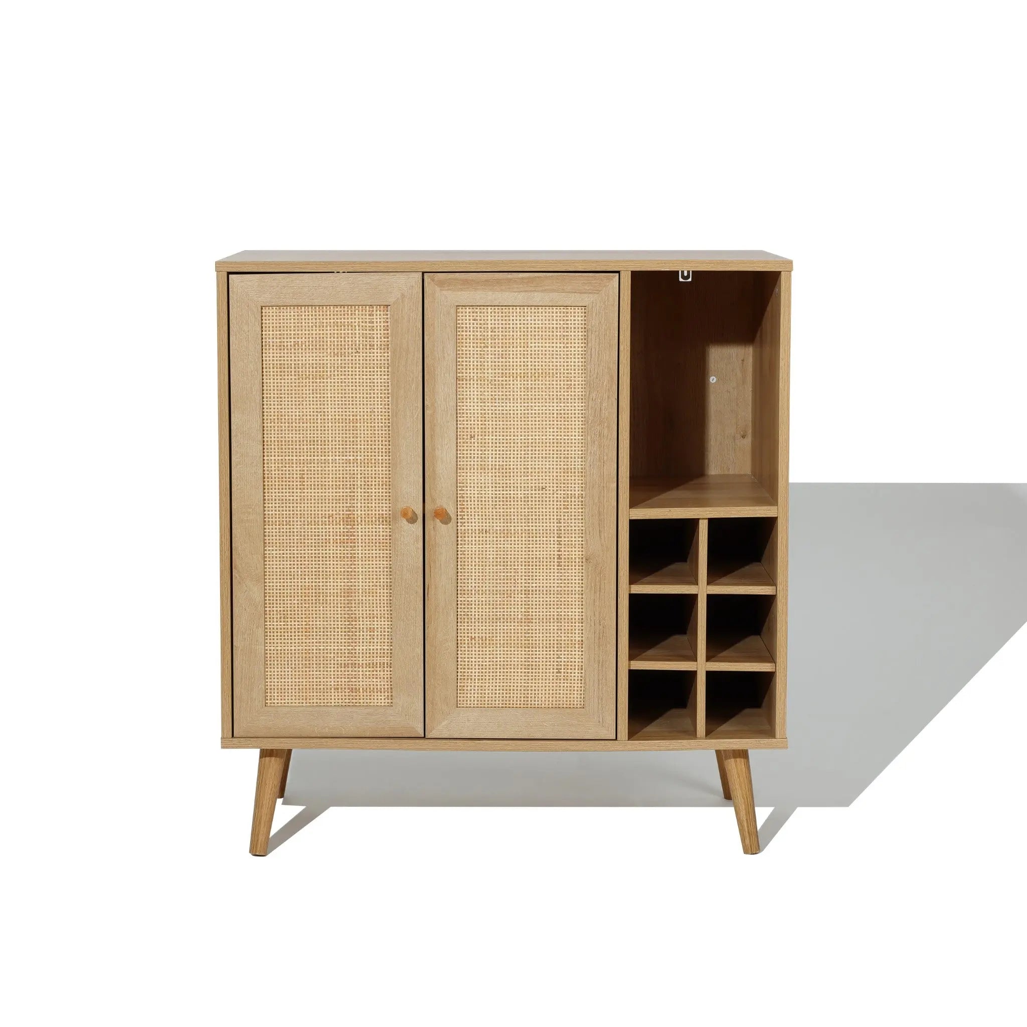Zahra 2-door rattan wine cabinet - LuxenHome