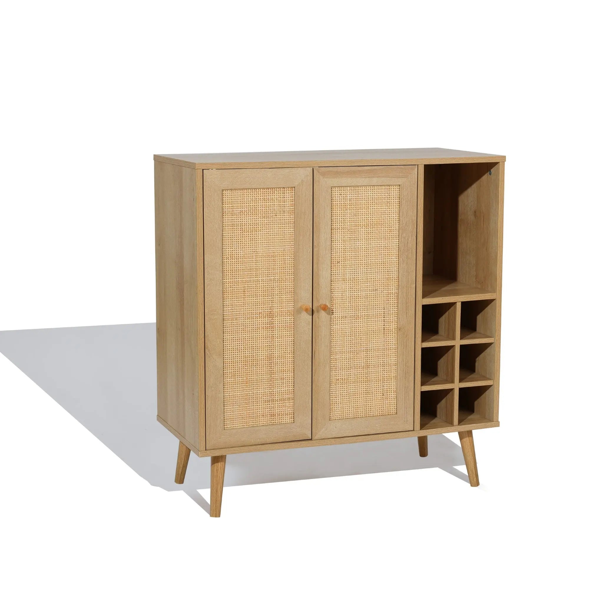 Zahra 2-door rattan wine cabinet - LuxenHome