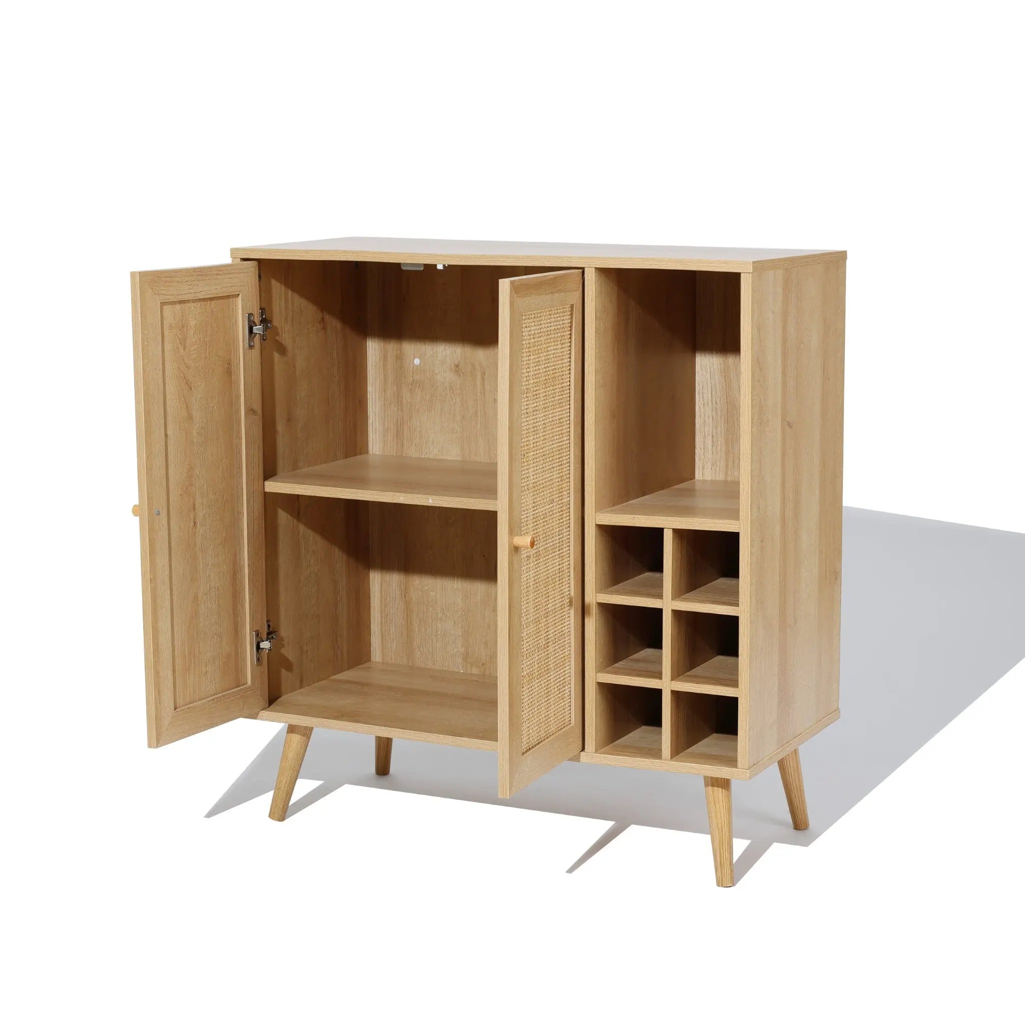 Zahra 2-door rattan wine cabinet - LuxenHome