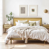 Layla free-standing wood and rattan headboard, king - LuxenHome
