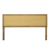 Layla free-standing wood and rattan headboard, king - LuxenHome