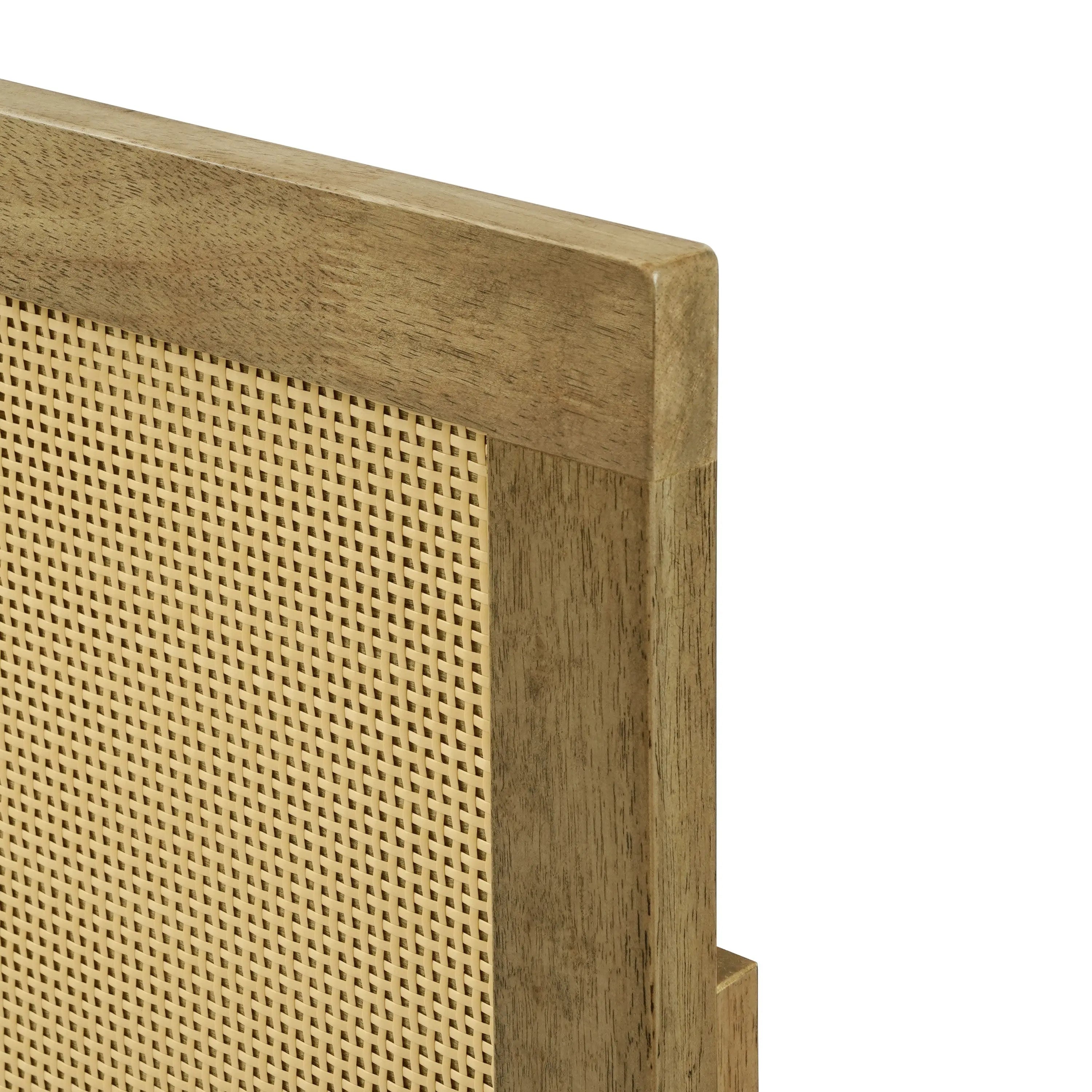 Layla free-standing wood and rattan headboard, queen - LuxenHome