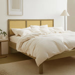 Tariq free-standing boho rattan headboard, queen - LuxenHome