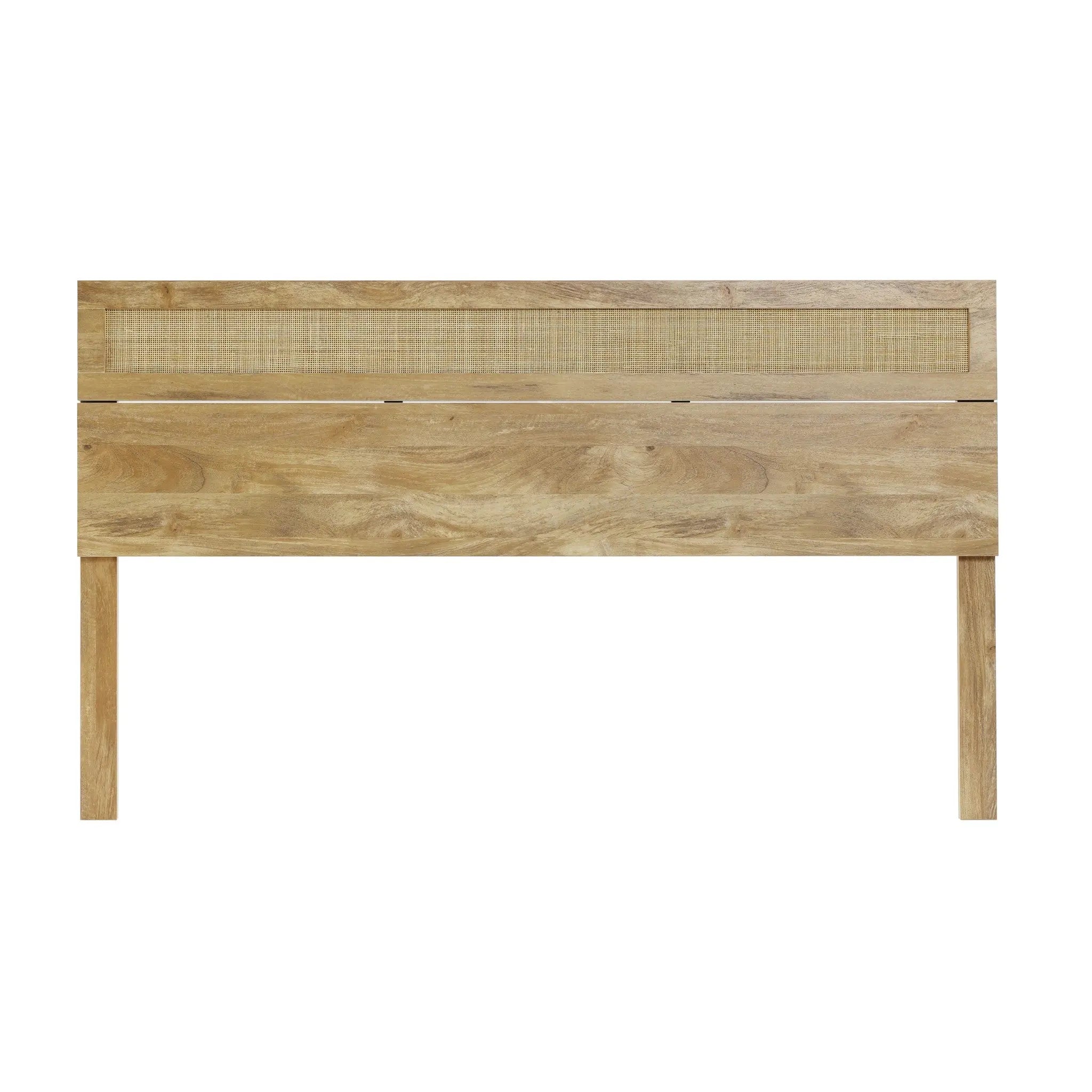 Arne free-standing wood and rattan headboard, king - LuxenHome