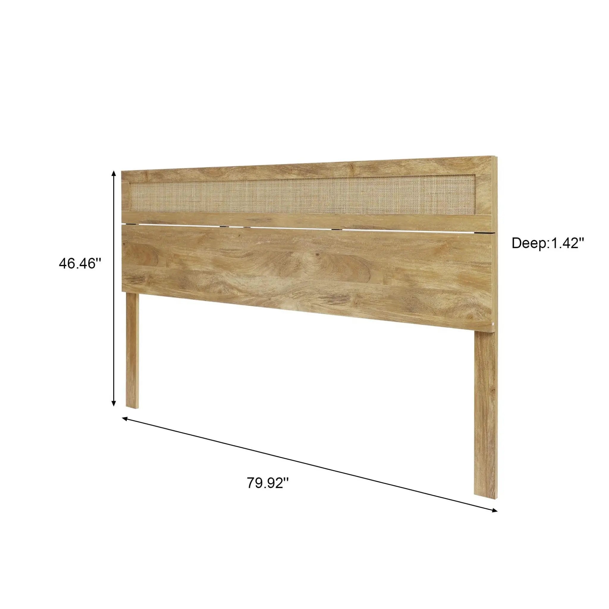 Arne free-standing wood and rattan headboard, king - LuxenHome