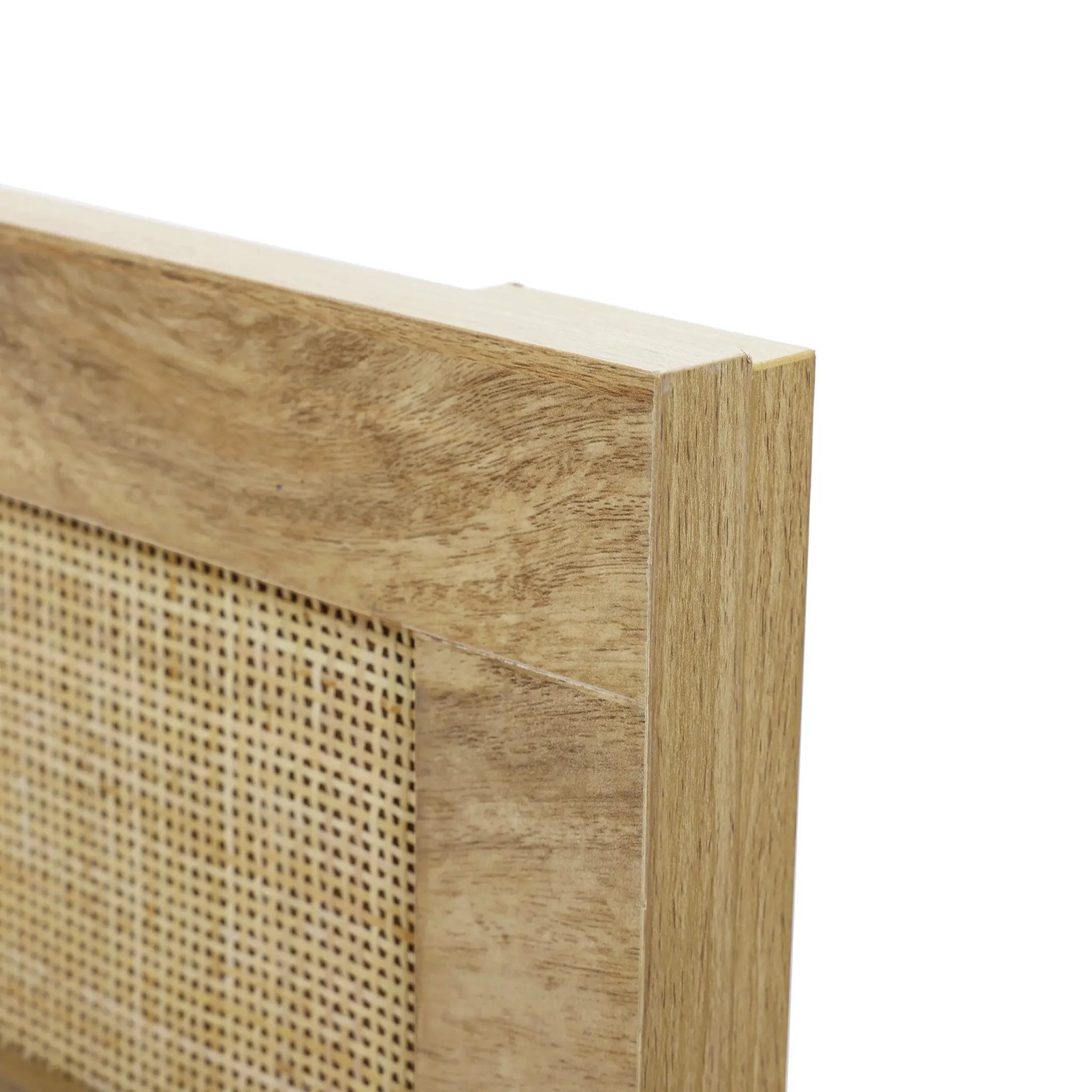 Arne free-standing wood and rattan headboard, king - LuxenHome