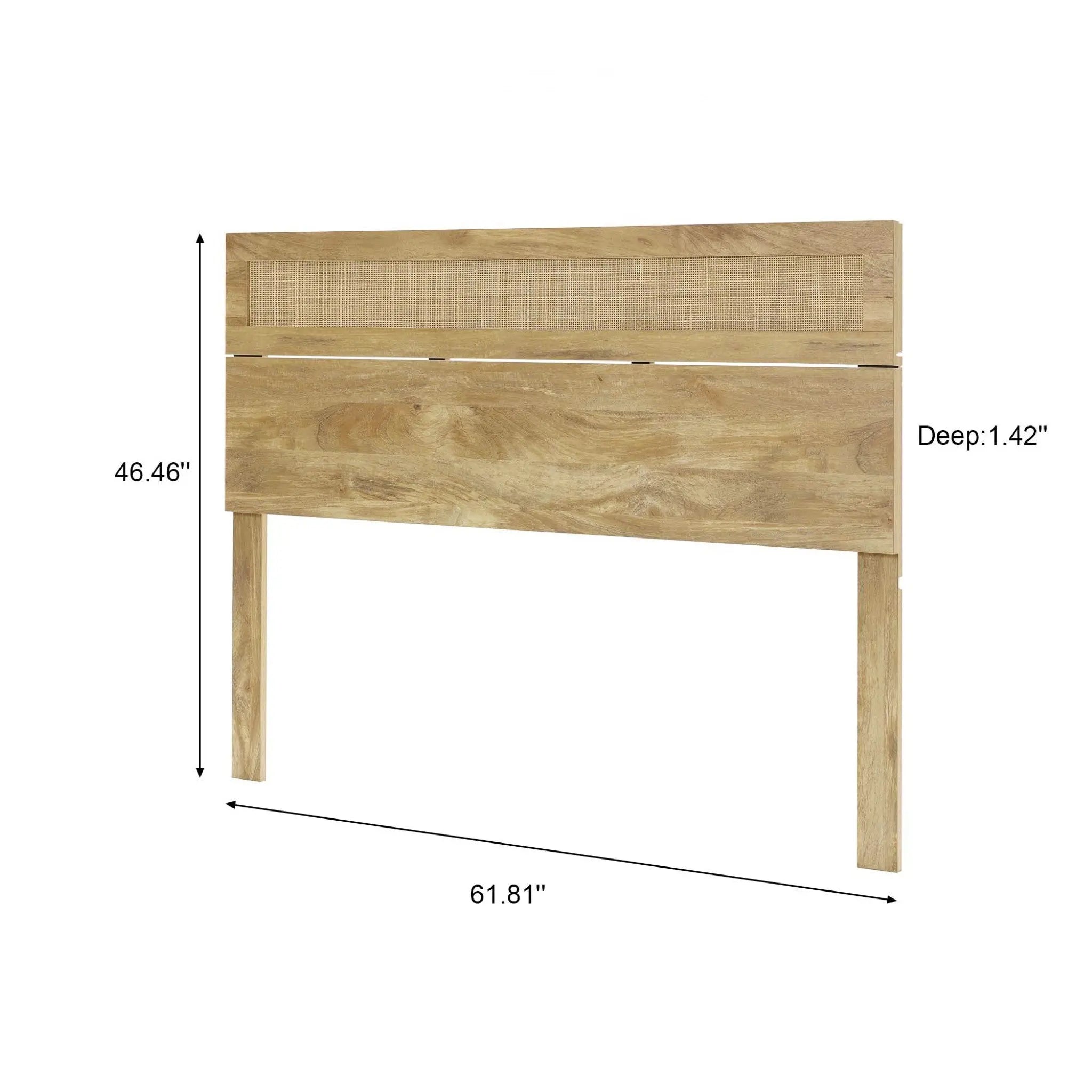 Arne free-standing wood and rattan headboard, queen - LuxenHome
